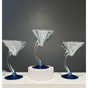 Vintage Royal Caribbean Martini Glass – Blue Base, Asymmetrical Stem | Libbey